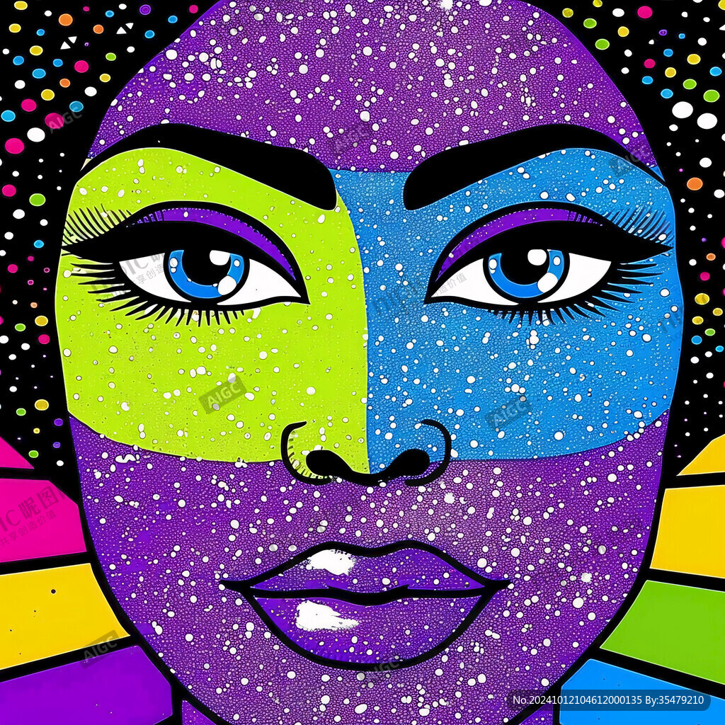 人脸色块拼接装饰画