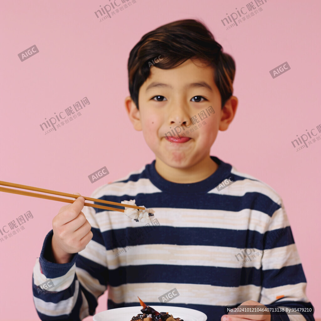 吃面小男孩