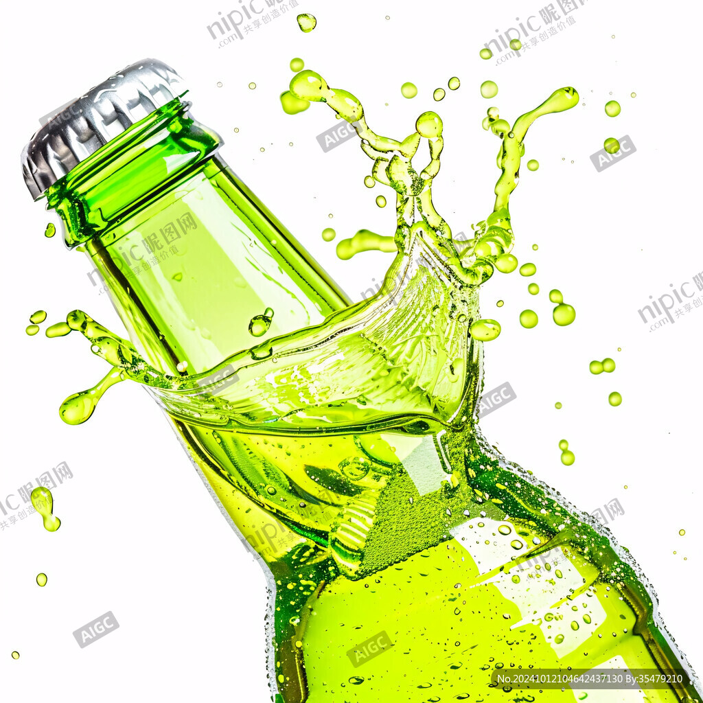 绿色渐变透明酒瓶