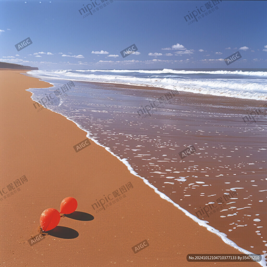 红海滩插画