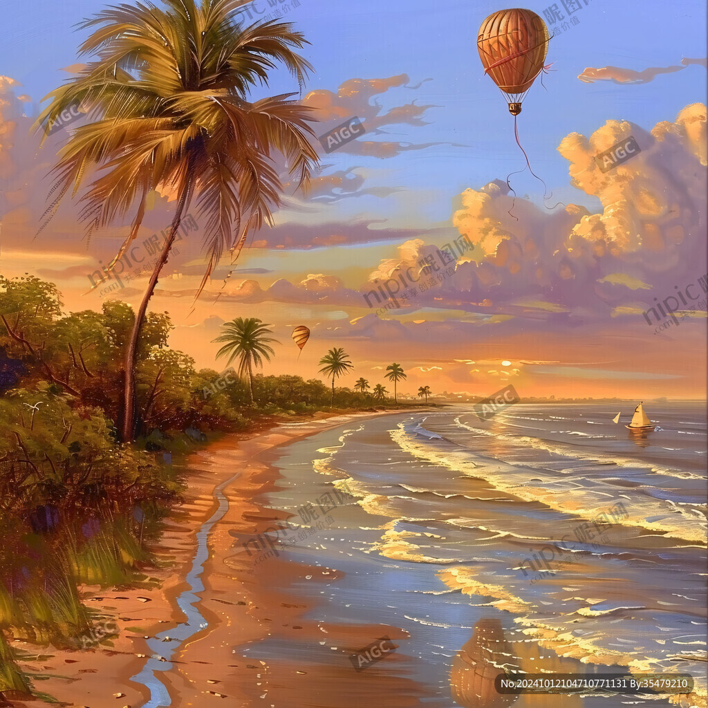海滩风景画