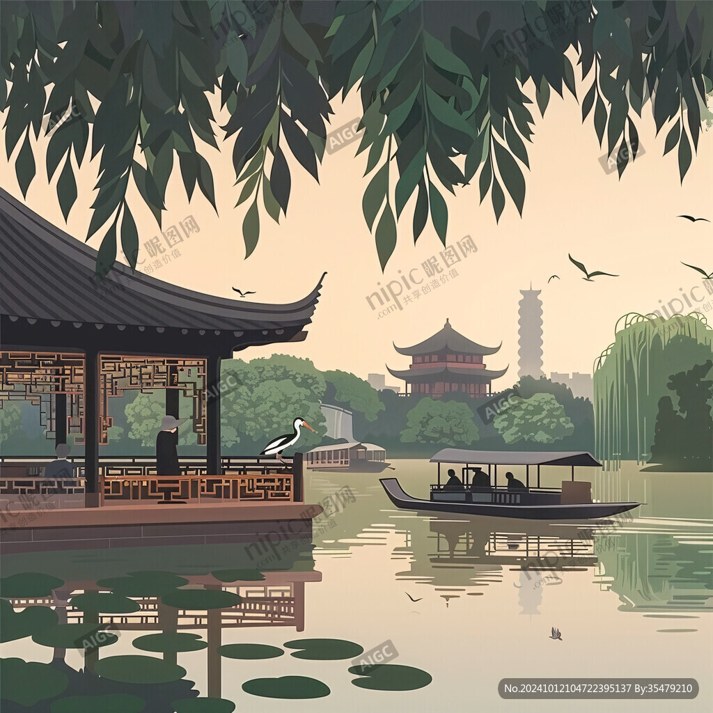 爱晚亭城市插画素材