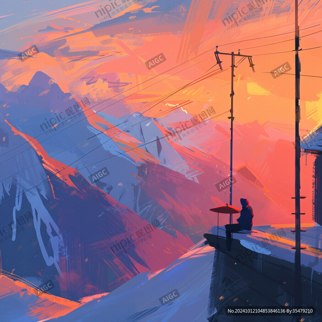 黄昏场景插画