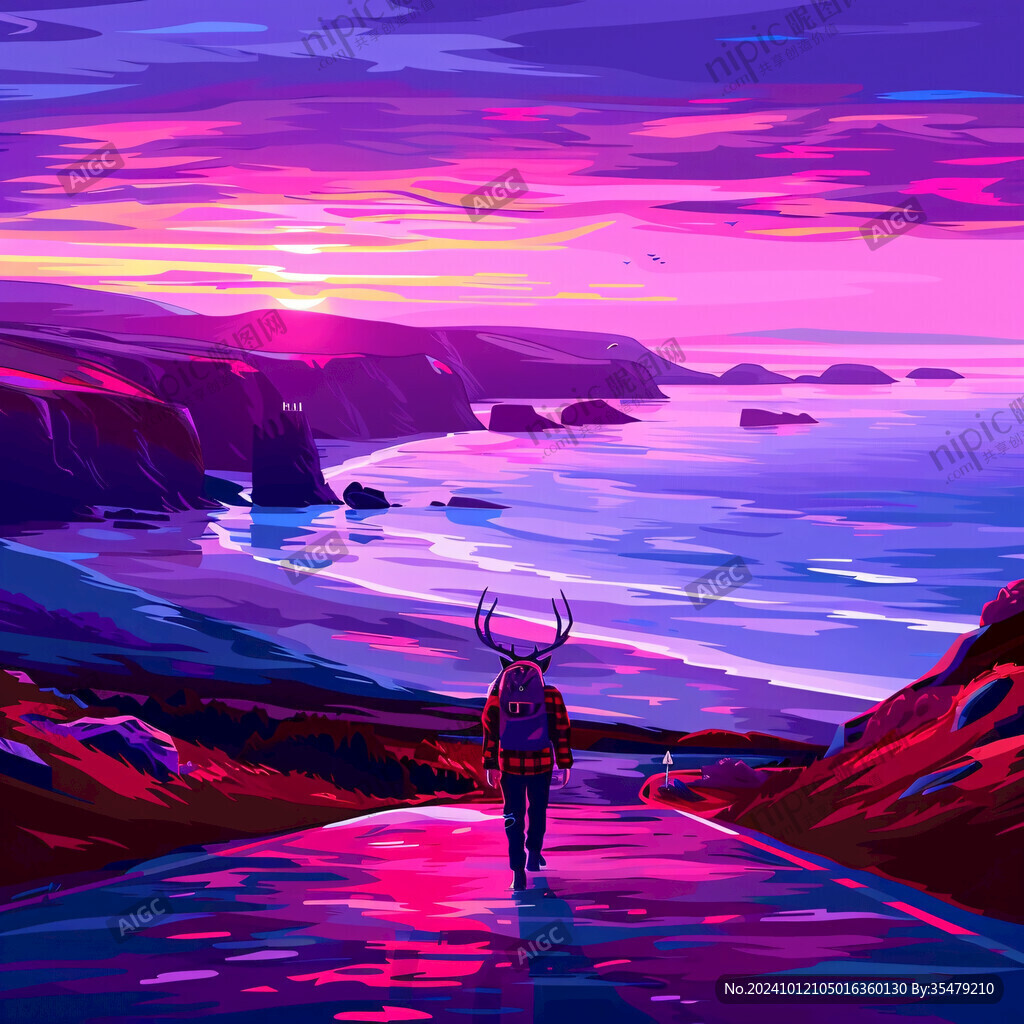 荒野黄昏插画