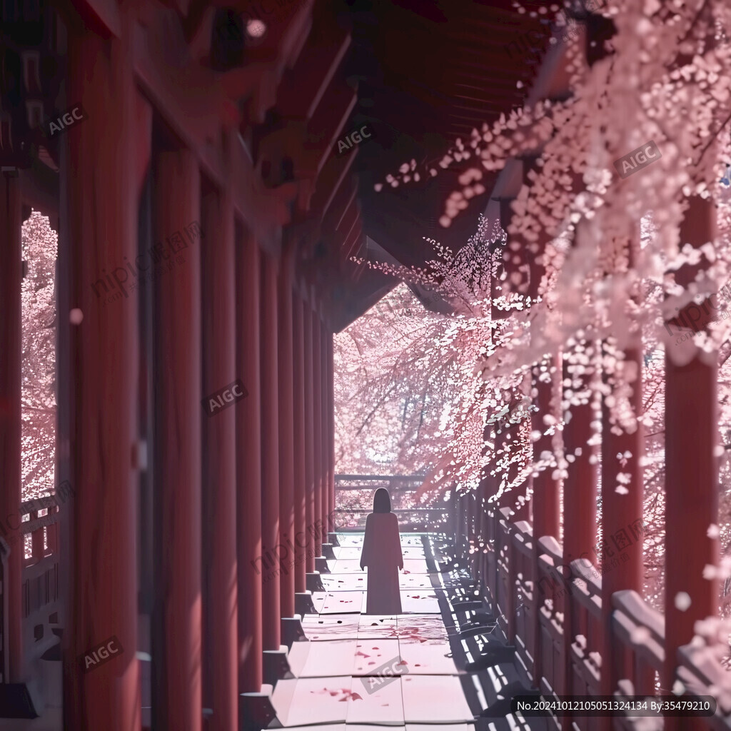 暗红柱子平行透视