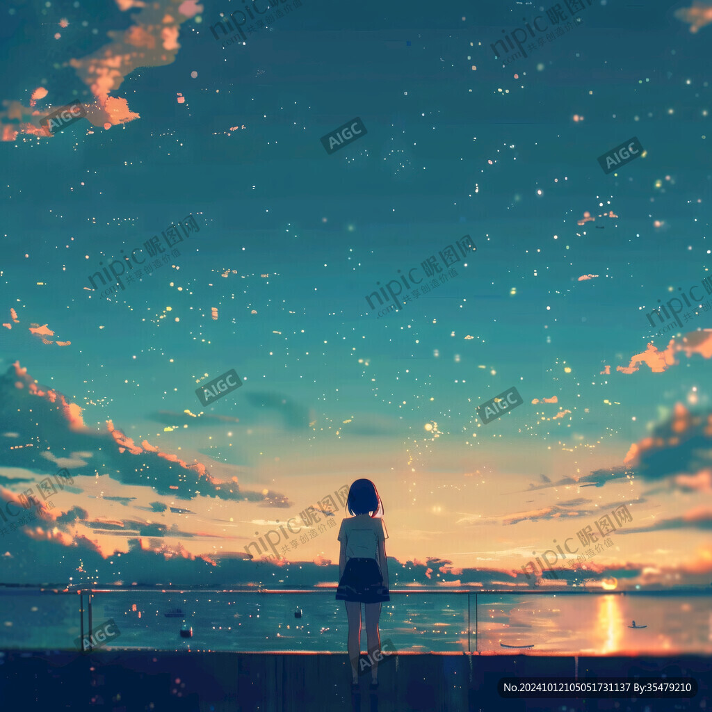 星辰大海女孩背影