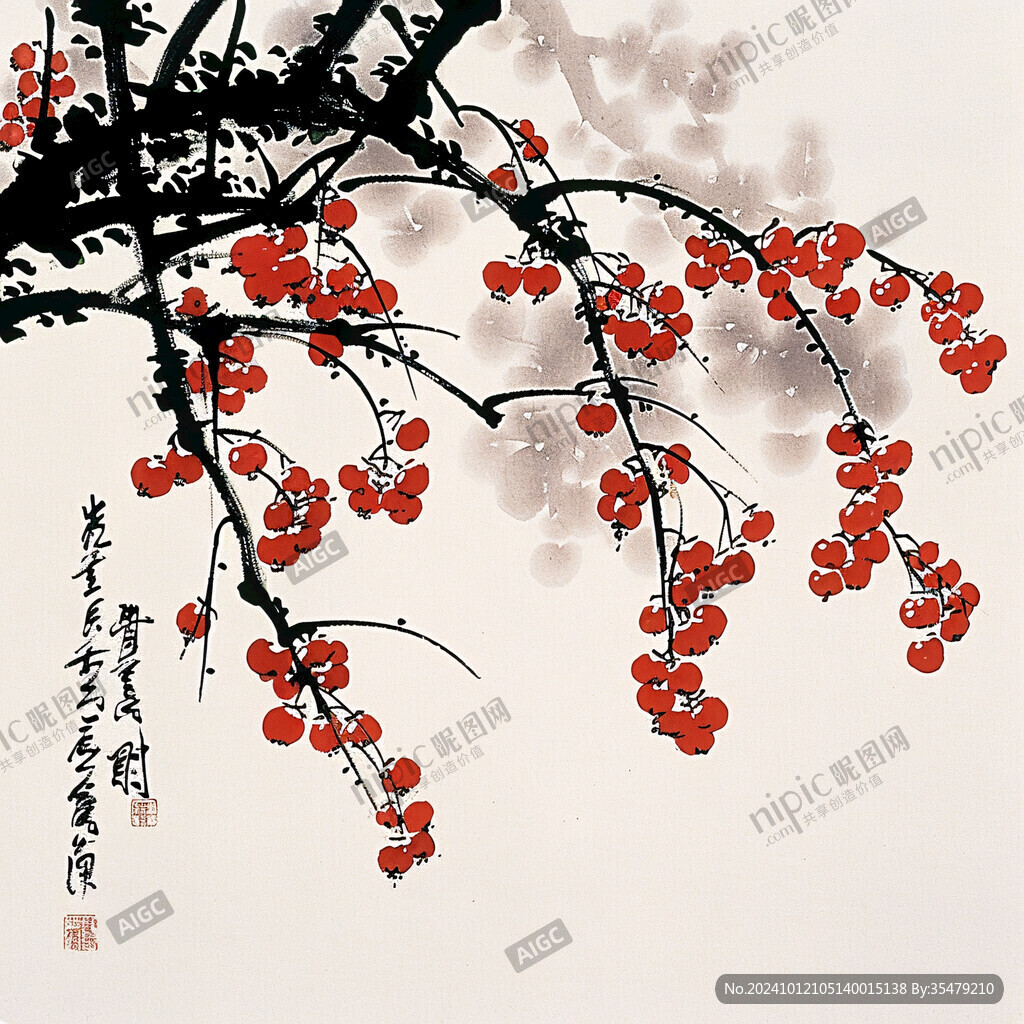 毛笔红果满枝