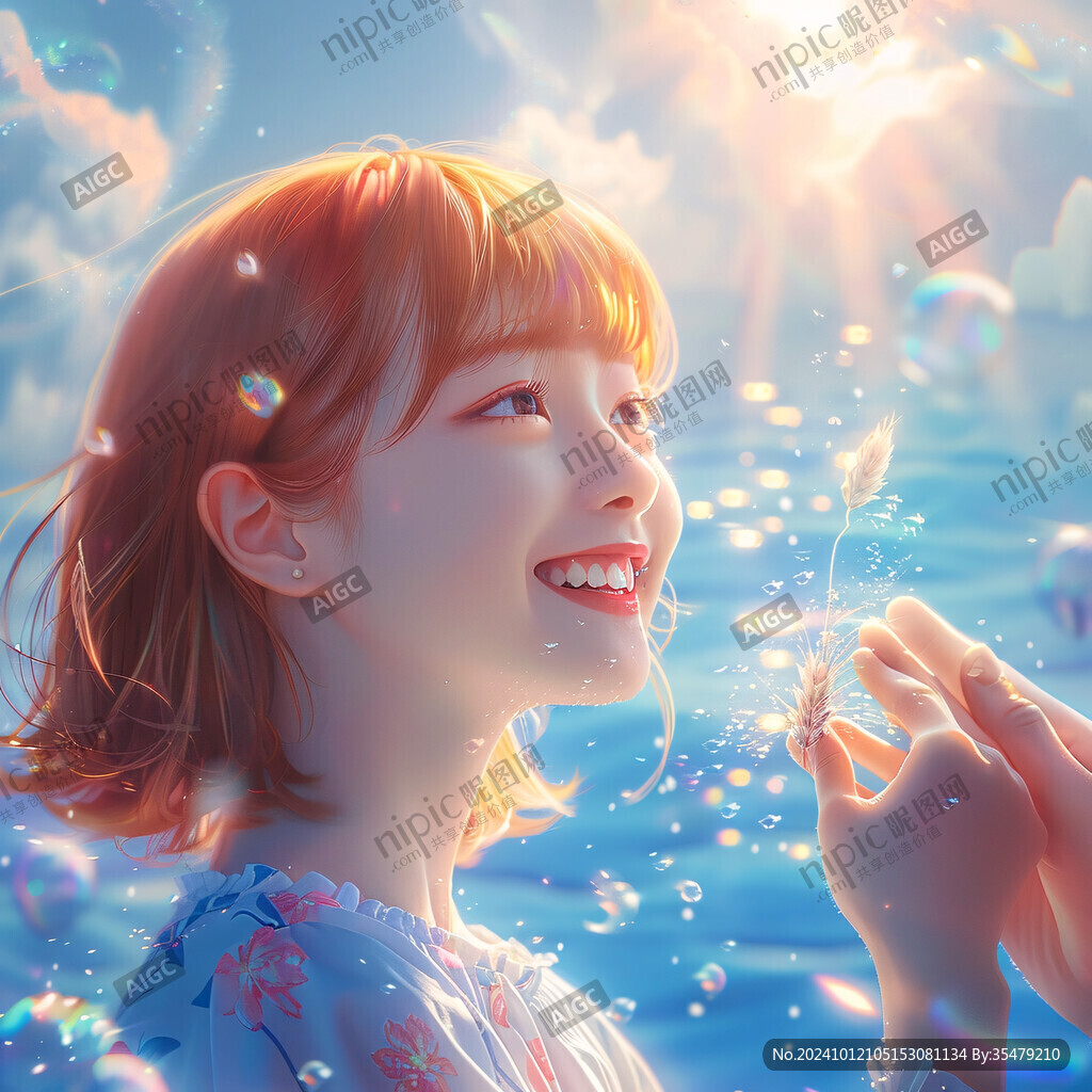 许愿女孩插画