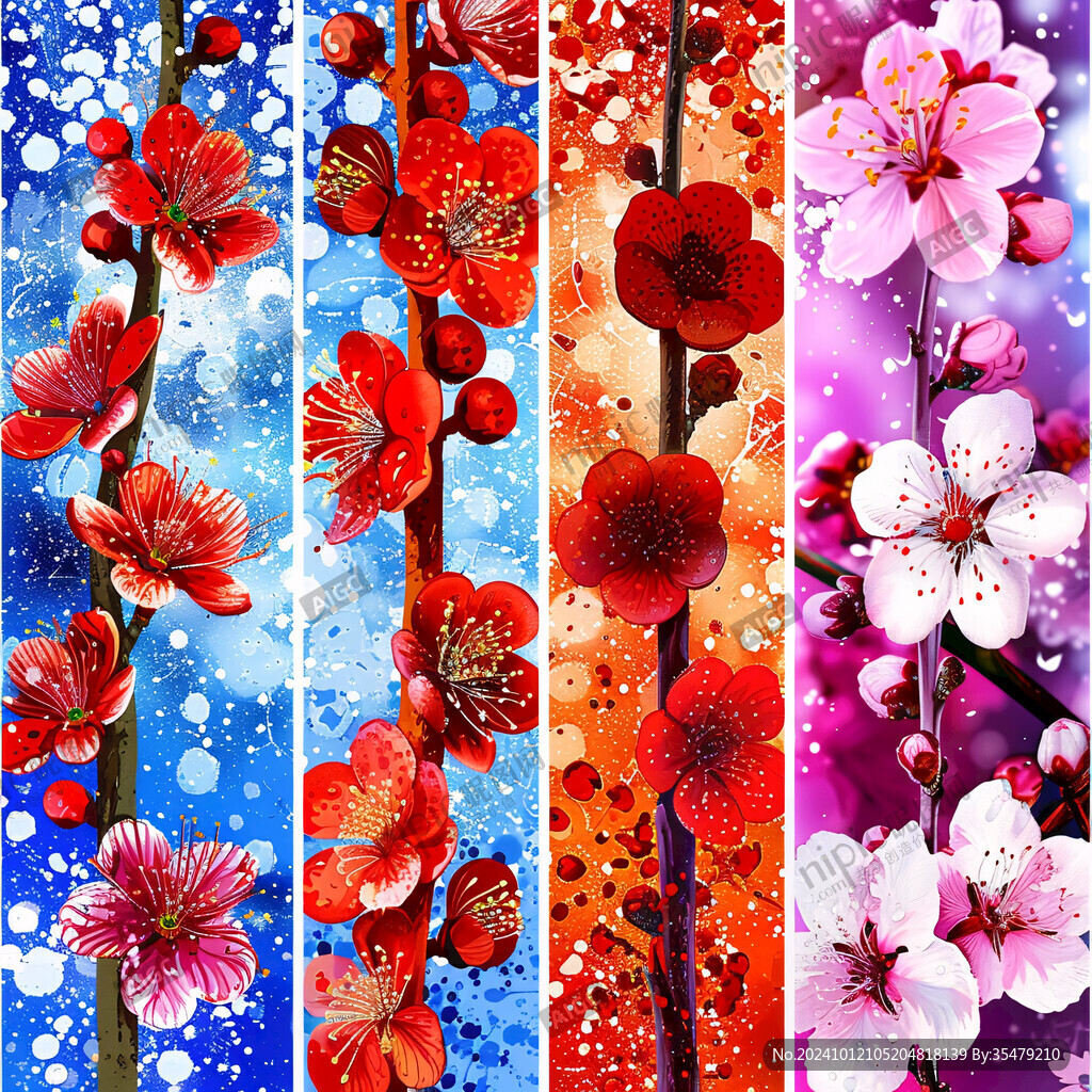 春夏秋冬四季挂画吊旗