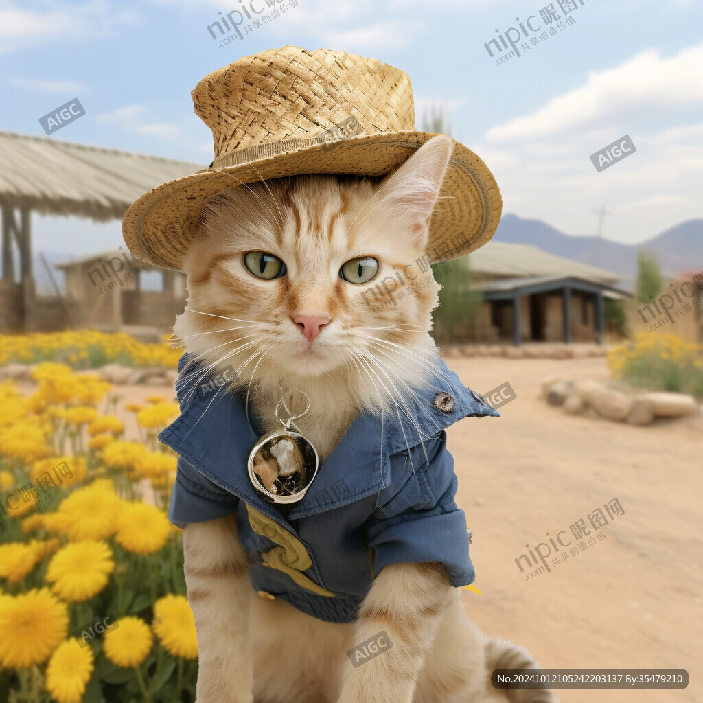 戴帽子的橘猫