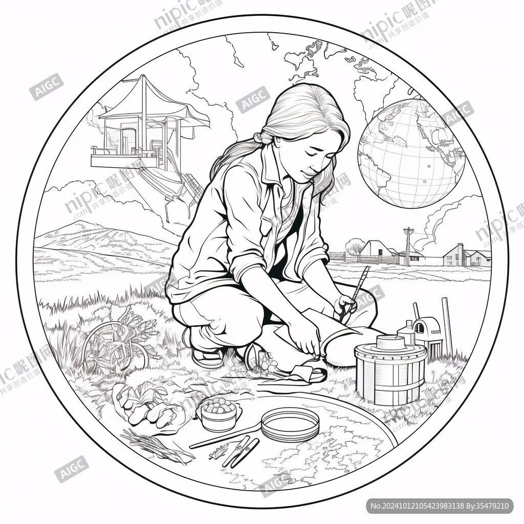 采茶女线描图