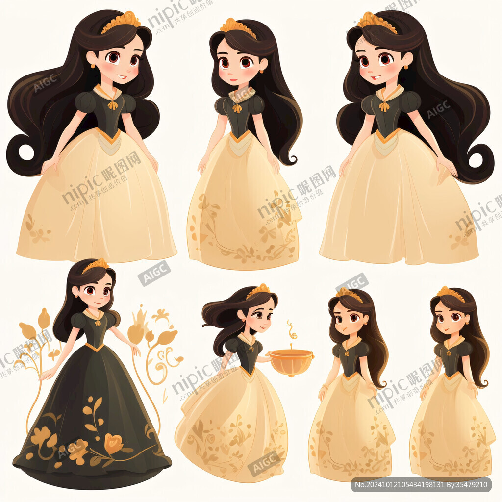 卡通公主裙女孩