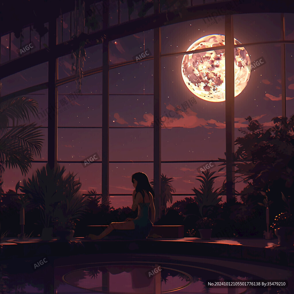 月光插画月光下