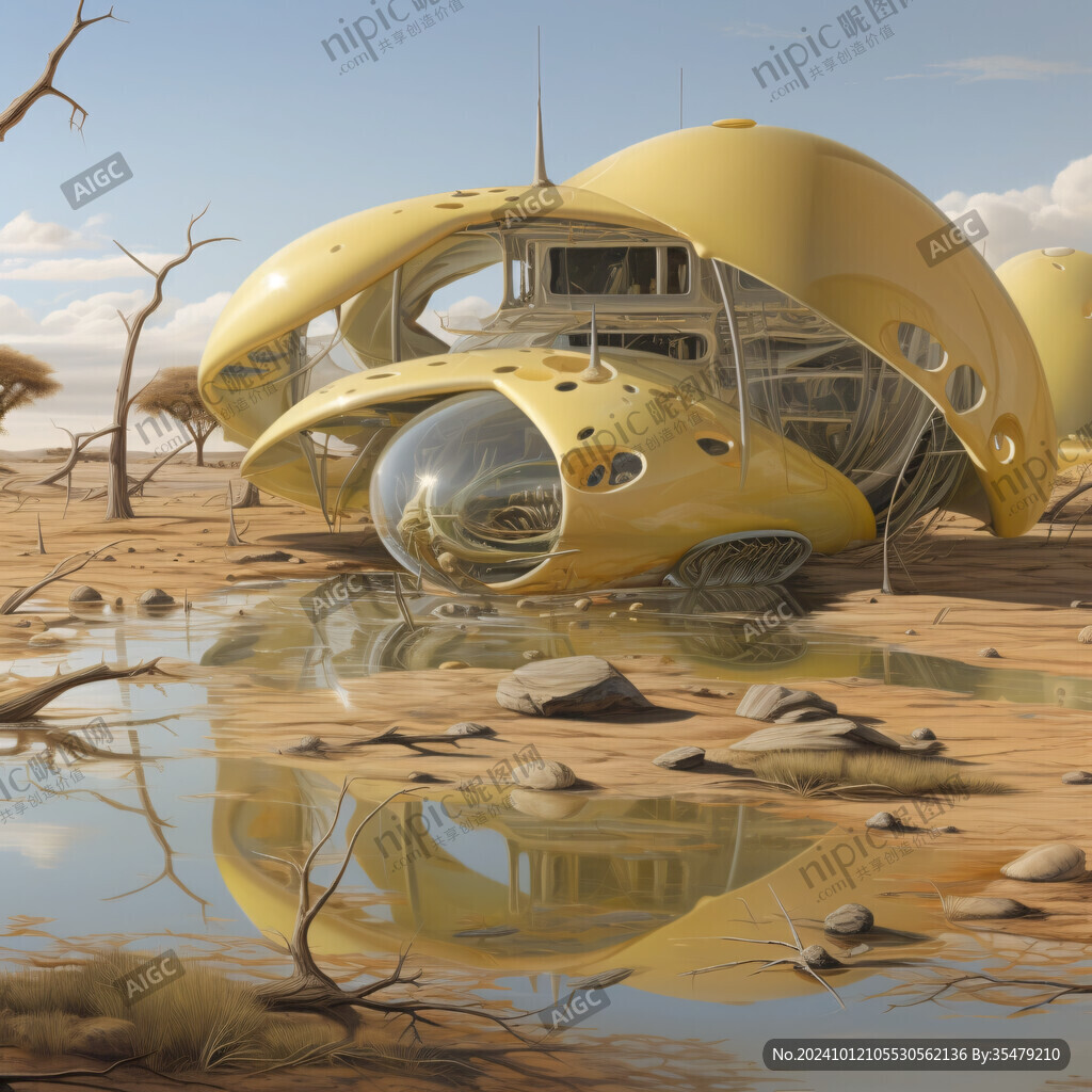 AI创作图外星球幻想场景插画 科幻交通工具 仿生人住宅 科幻建筑设计 后现代机械科幻未来派 幻想的外星建筑 未来派交通工具 未来人类居住地 ...