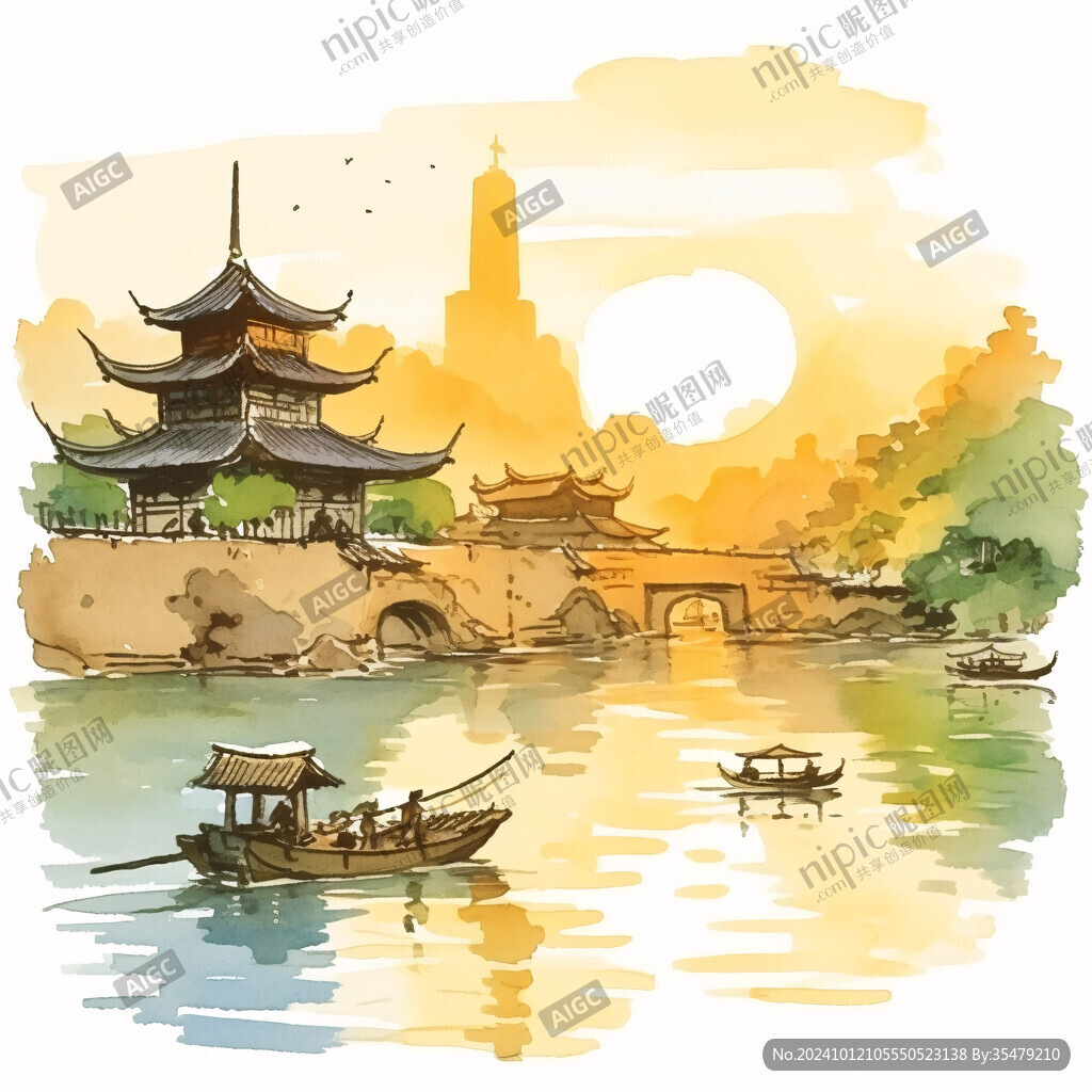 华东水彩华东建筑素材
