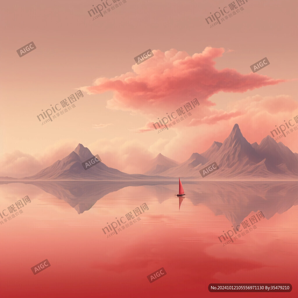 红色天空水面