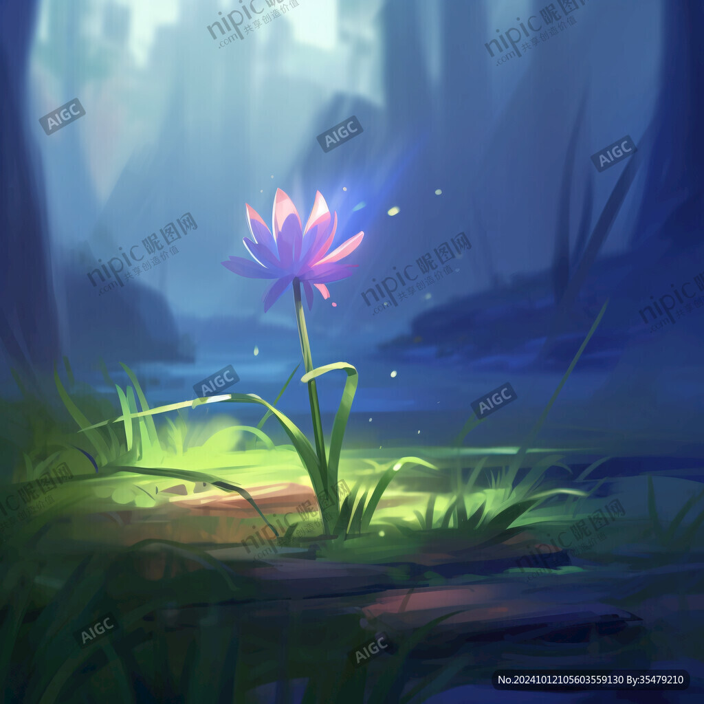 插画睡莲