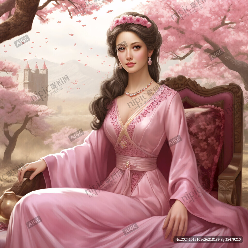 宫廷美女人物插画