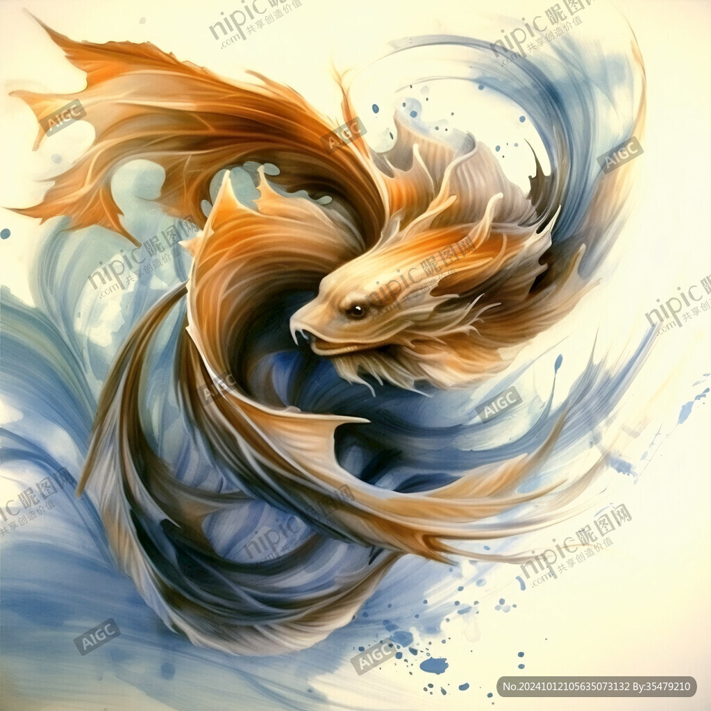 唯美鱼风格插画装饰画