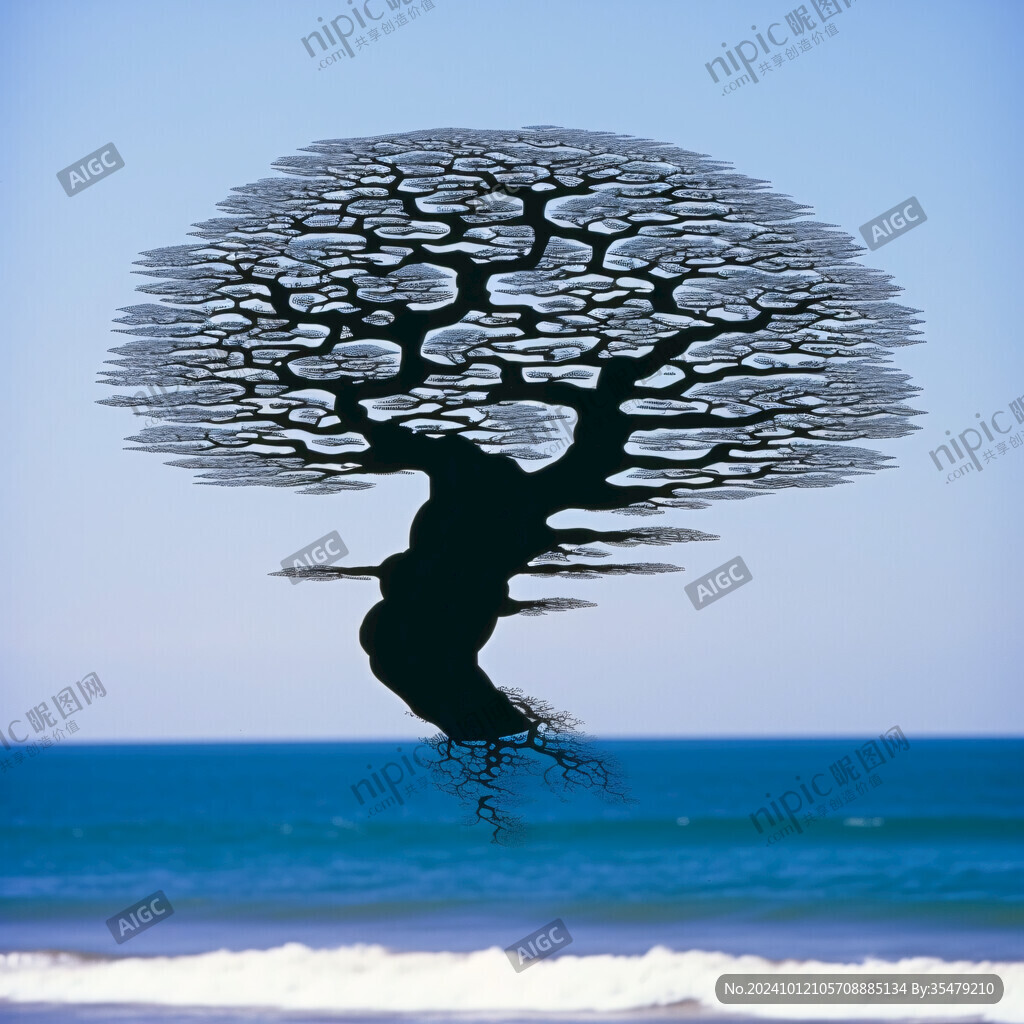 海边剪影老树