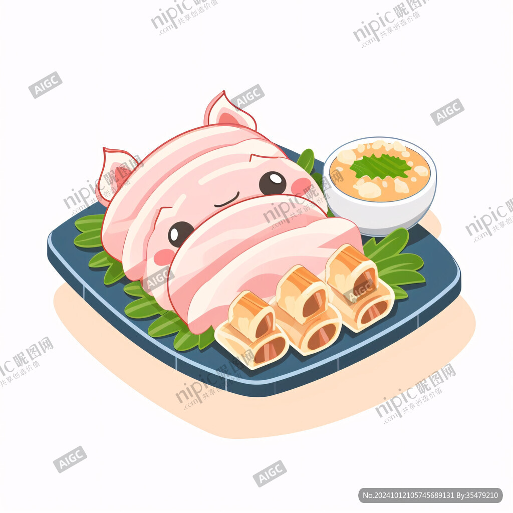 羊肉垫卷子插画