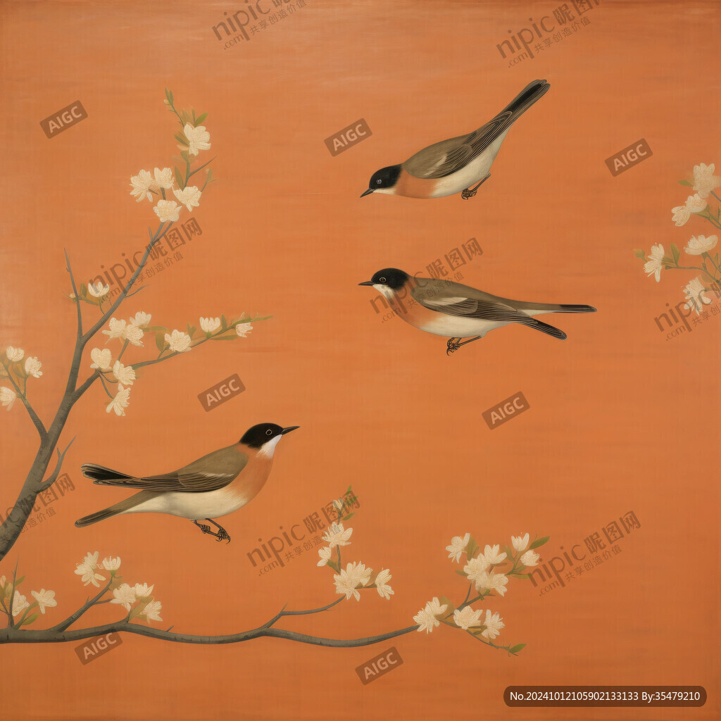 手绘工笔画花鸟画油画