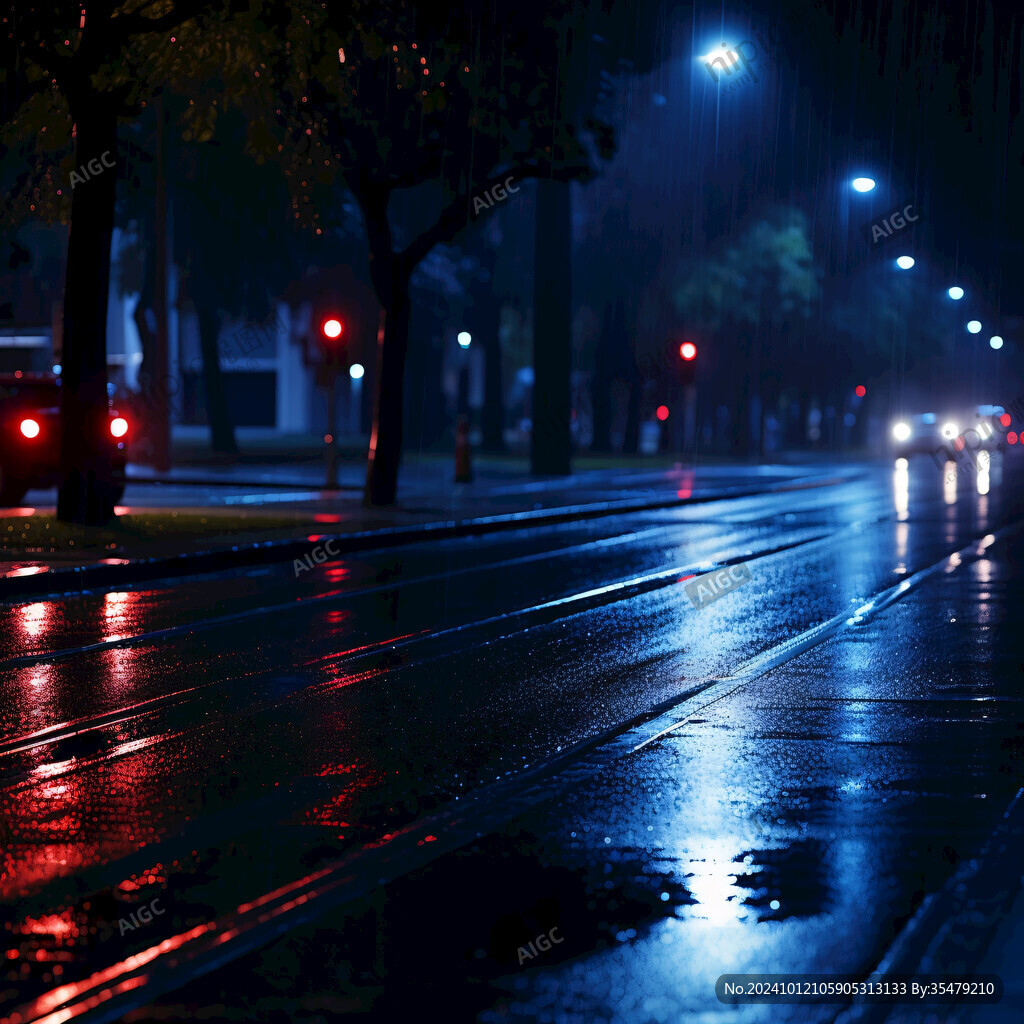 雨中街道夜晚的雨