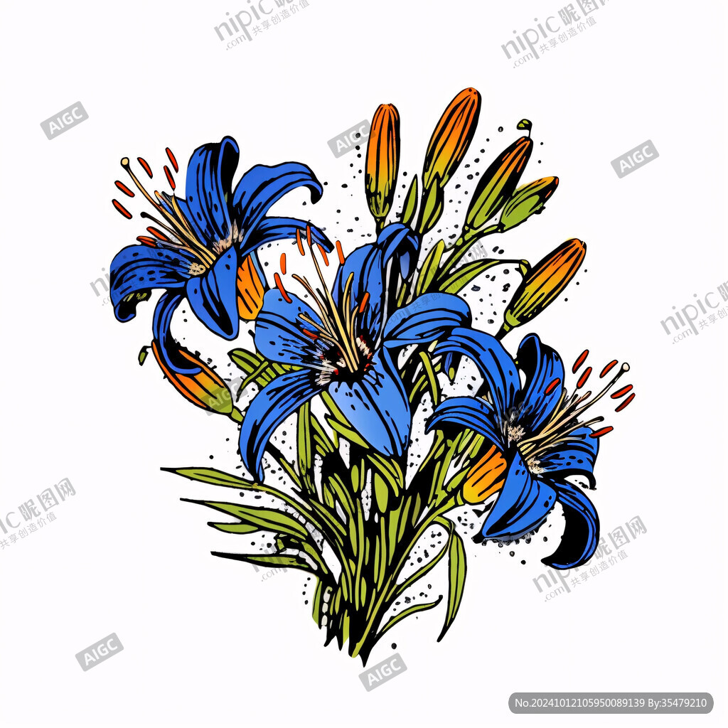 手绘中草药萱草插图画