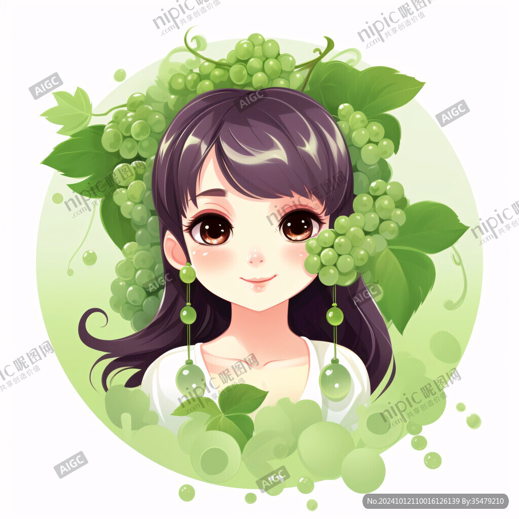 卡通少女葡萄少女