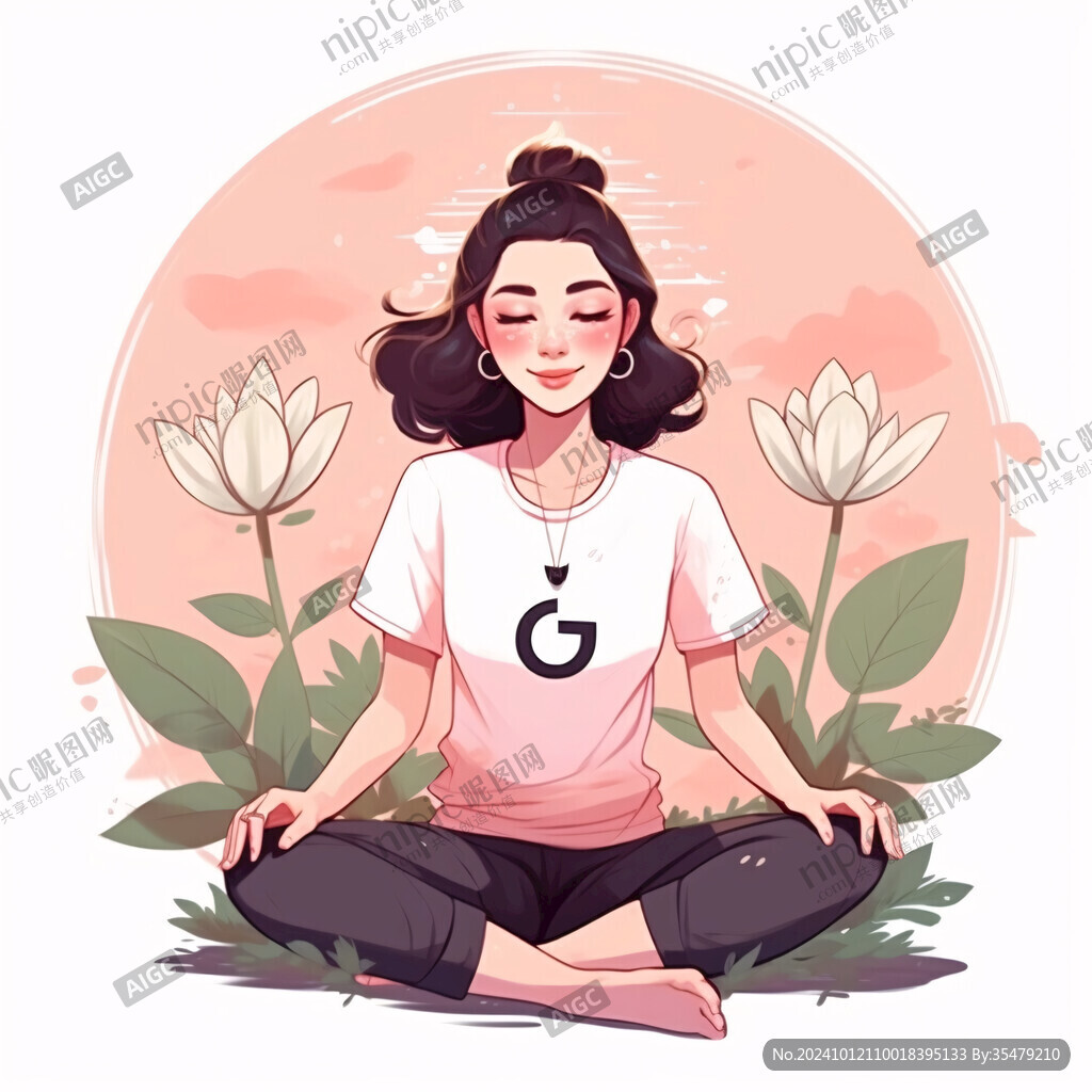 插画瑜伽女孩