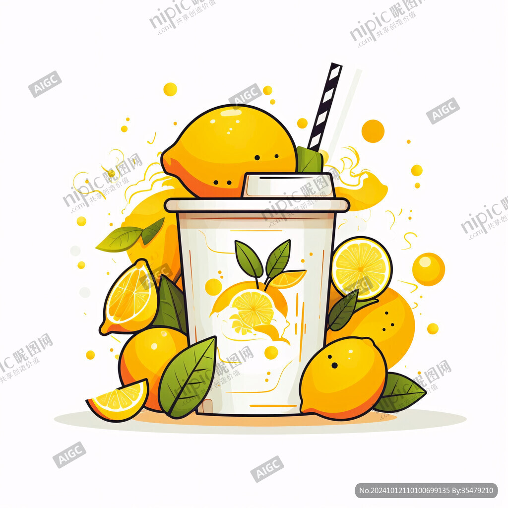 柠檬茶插画