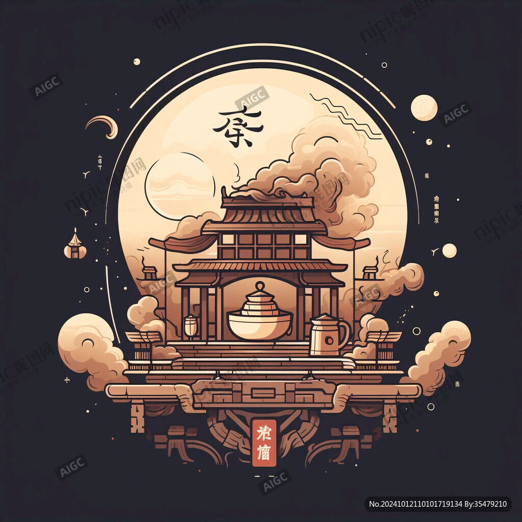 中秋建筑插画