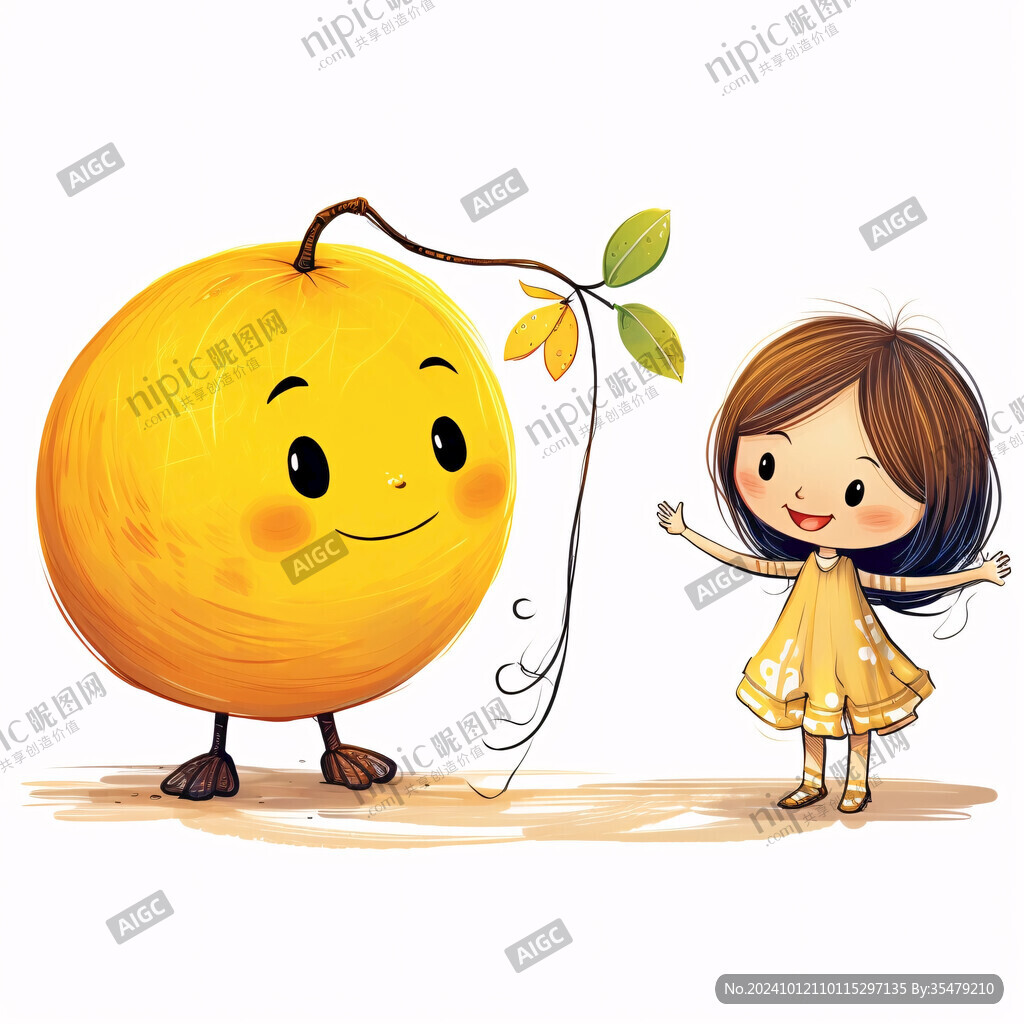 可爱小橙子拿棒棒糖