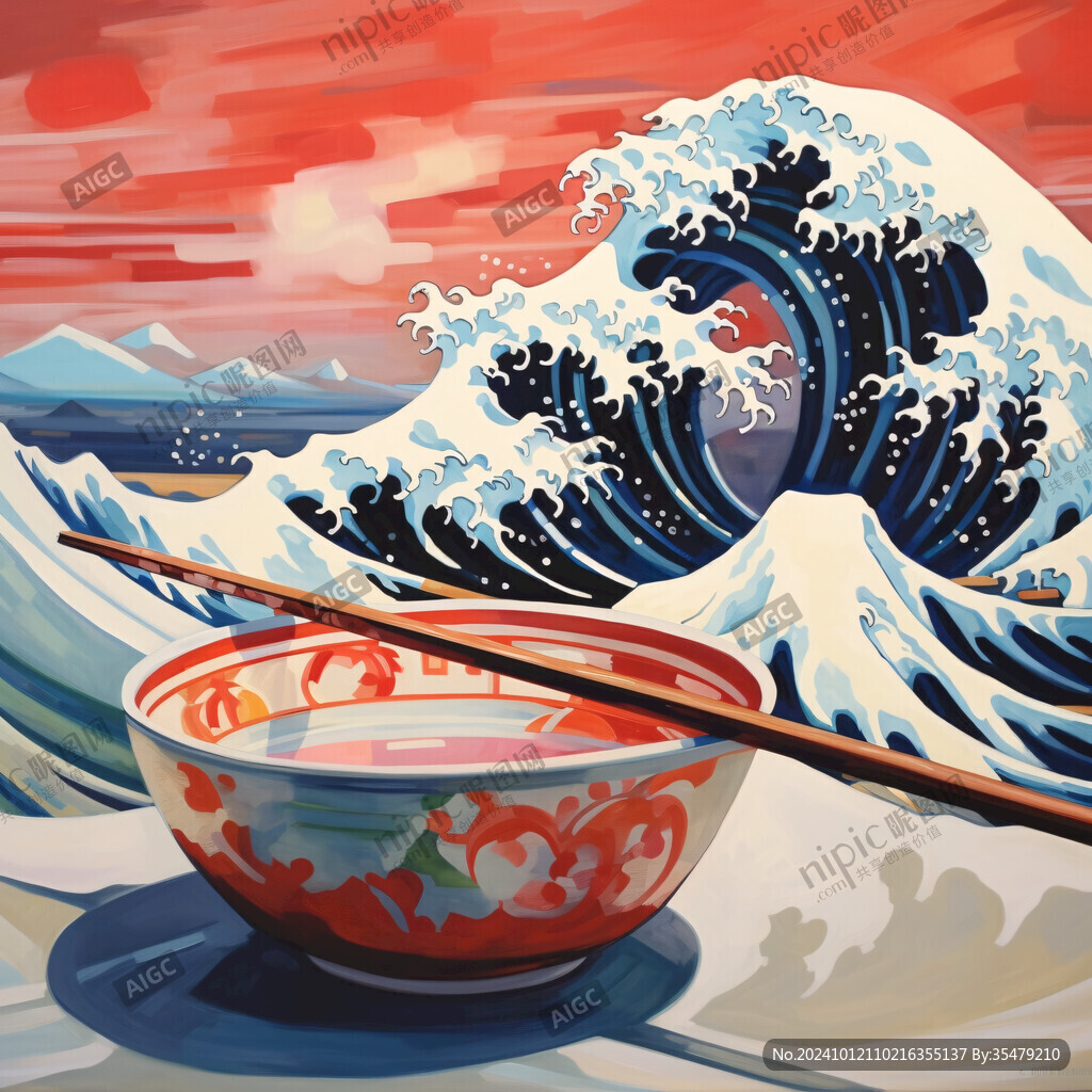 手绘餐饮海画