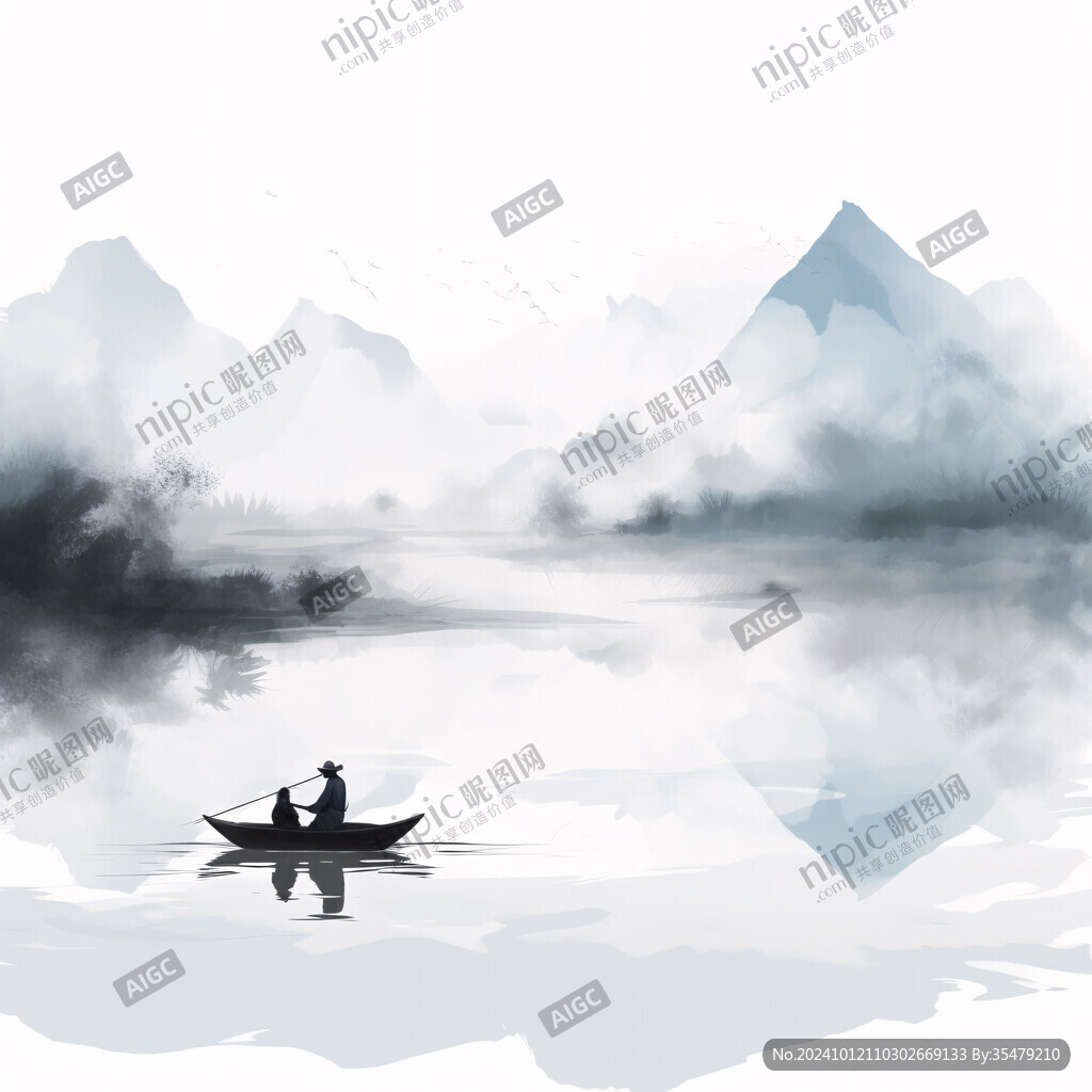 山水行舟插画