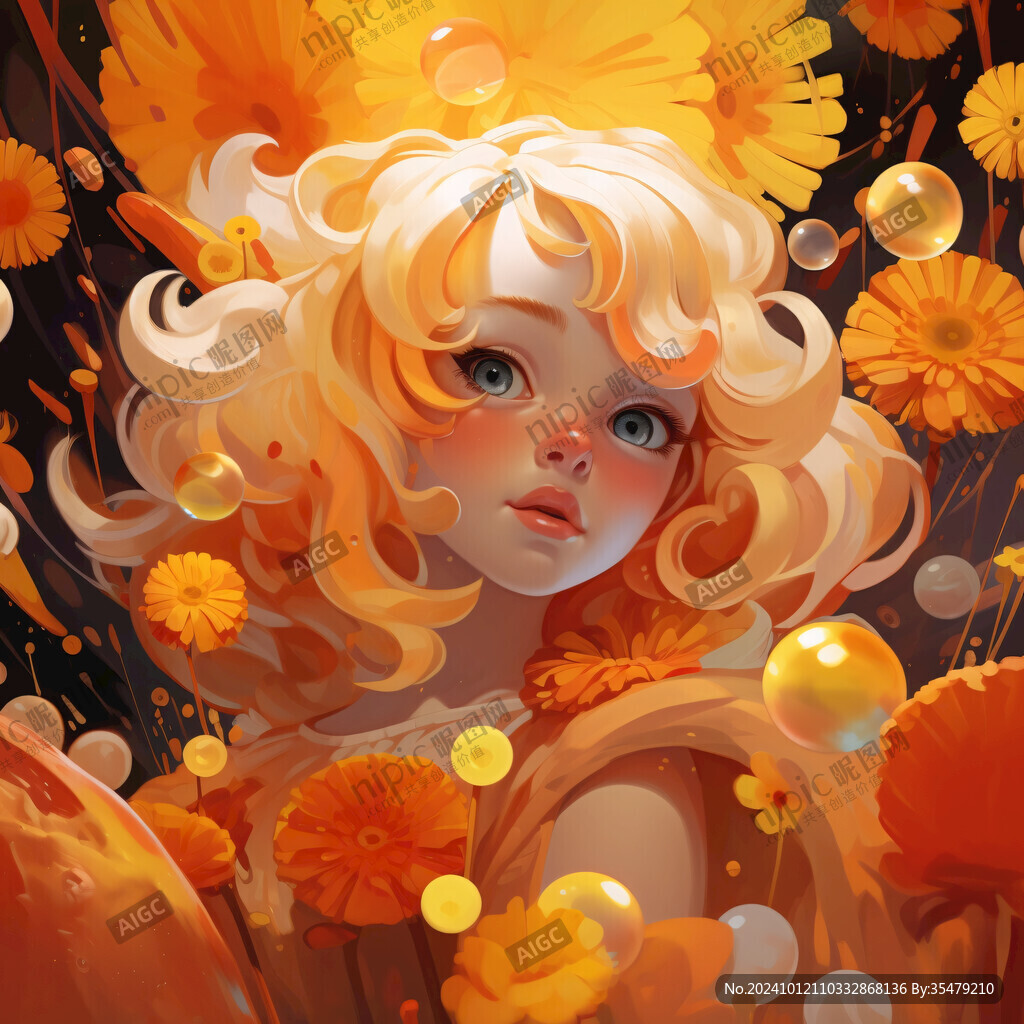 采橙汁的花仙子插画