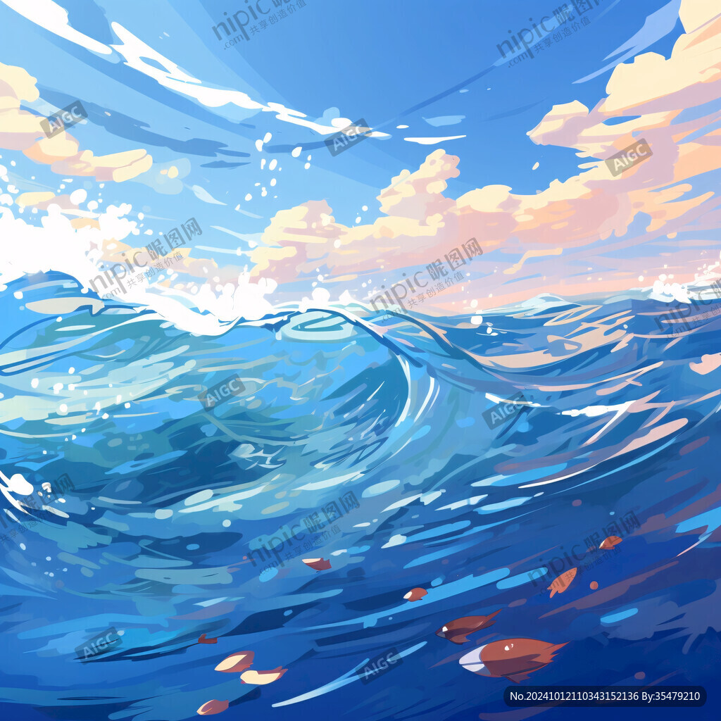 波涛海浪插画