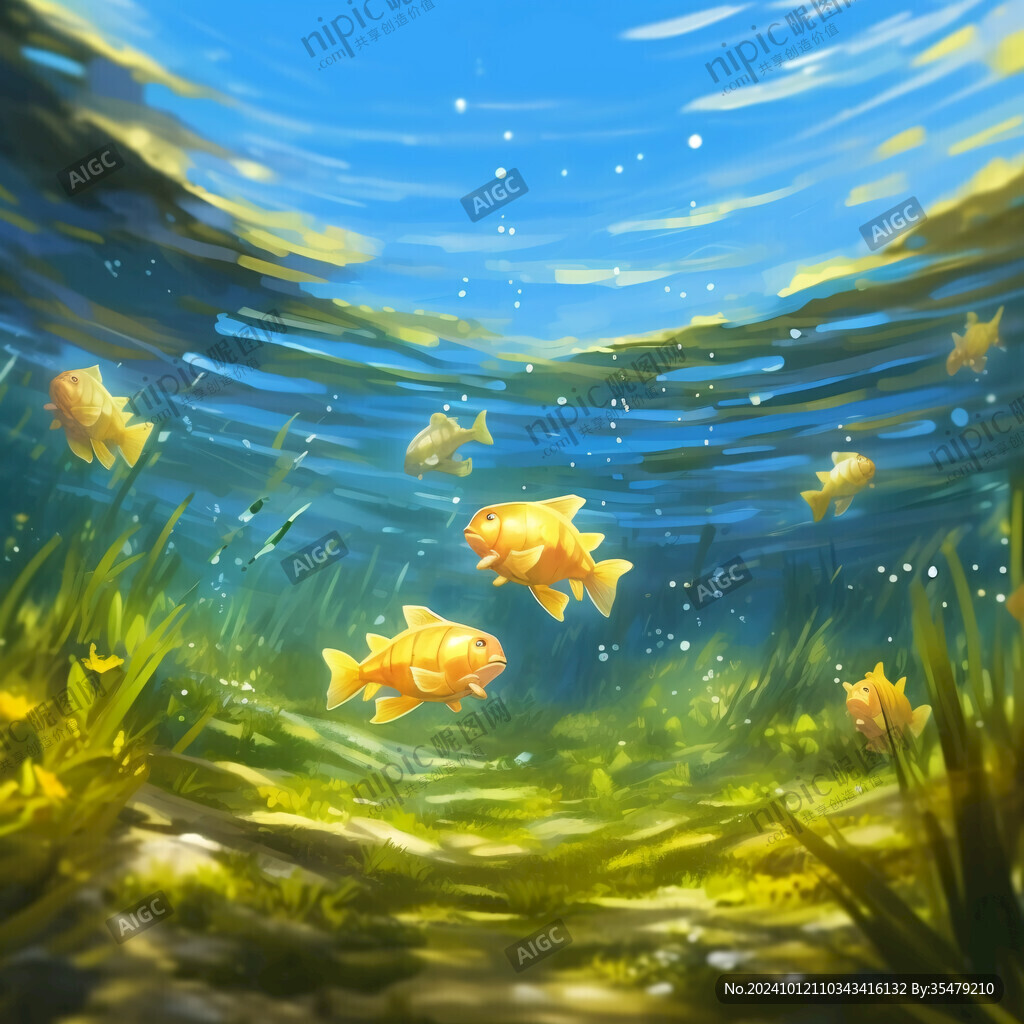 大海中的鱼插画