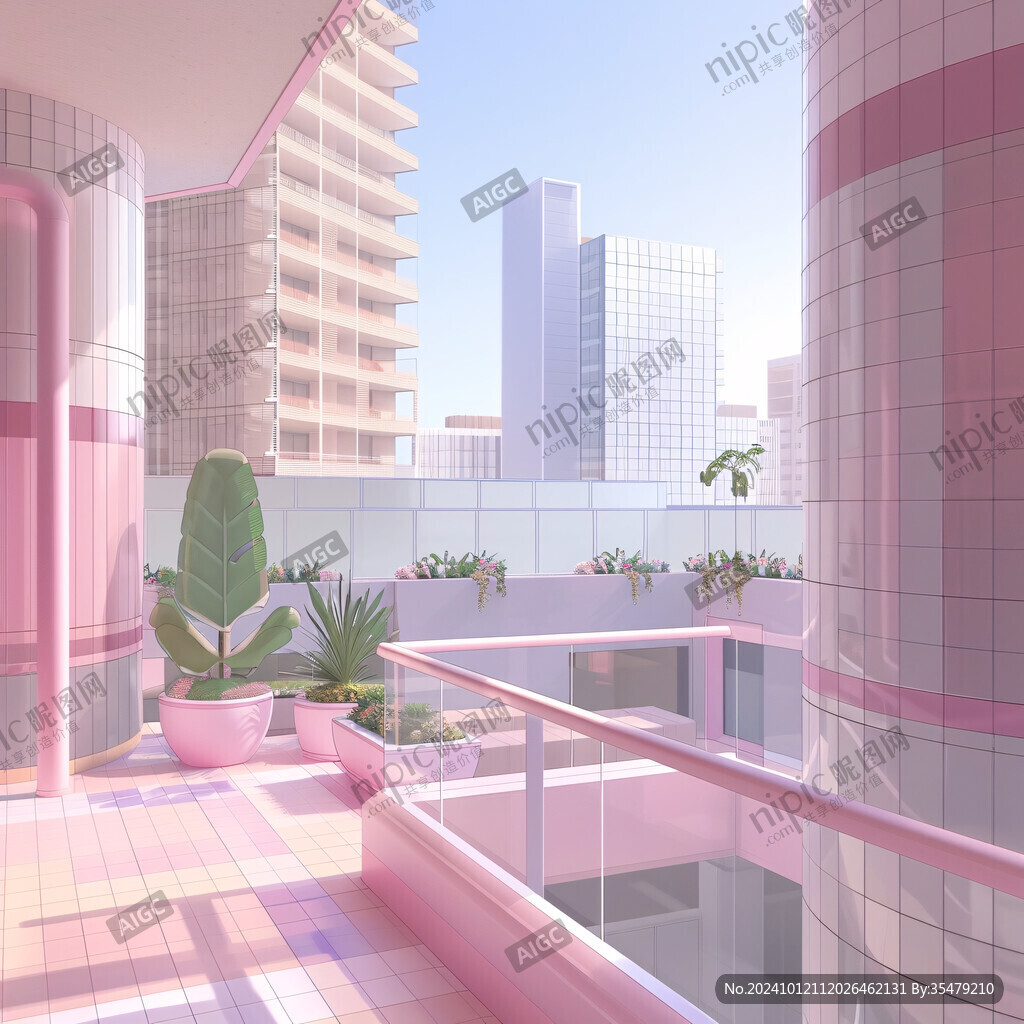 粉色城市建筑