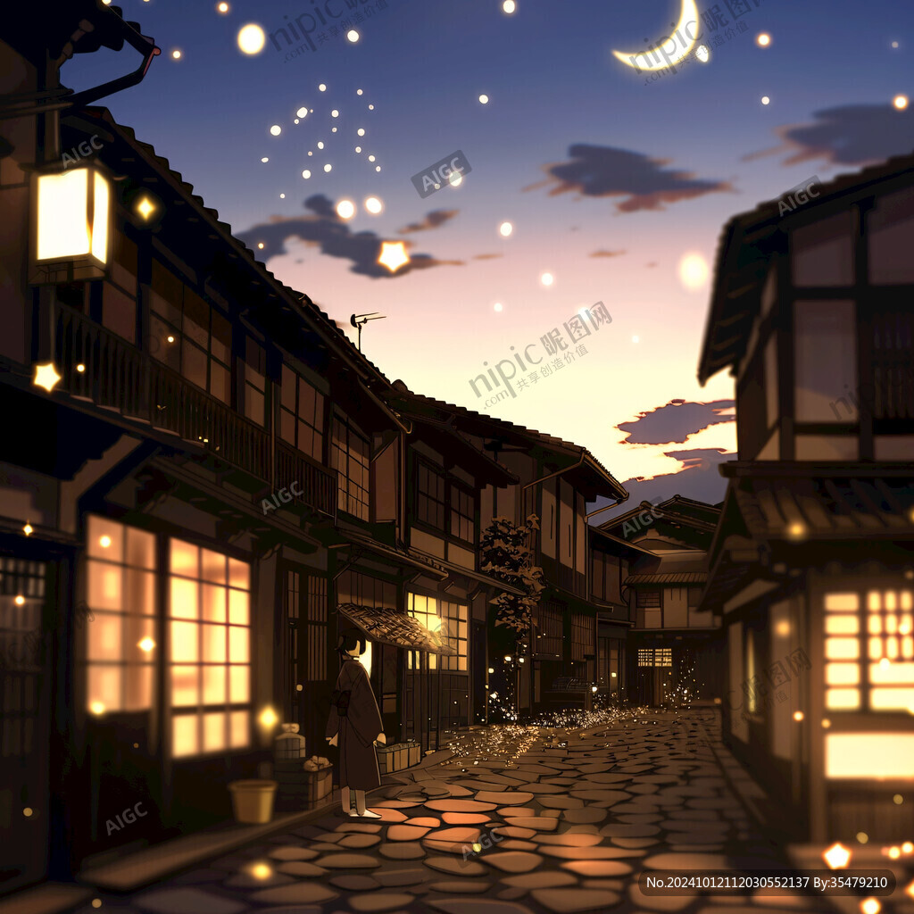 古代街道夜景