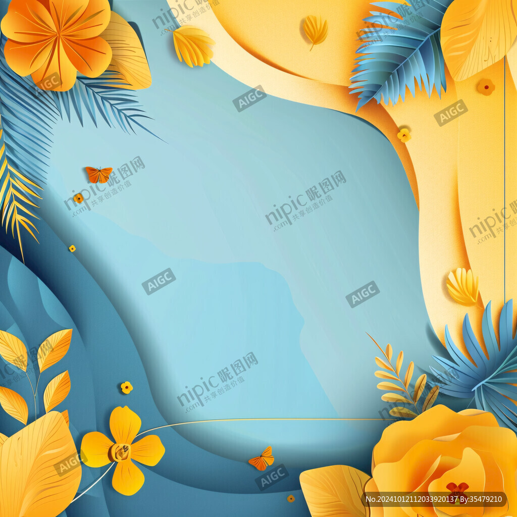 湖蓝色橘粉色立体背景