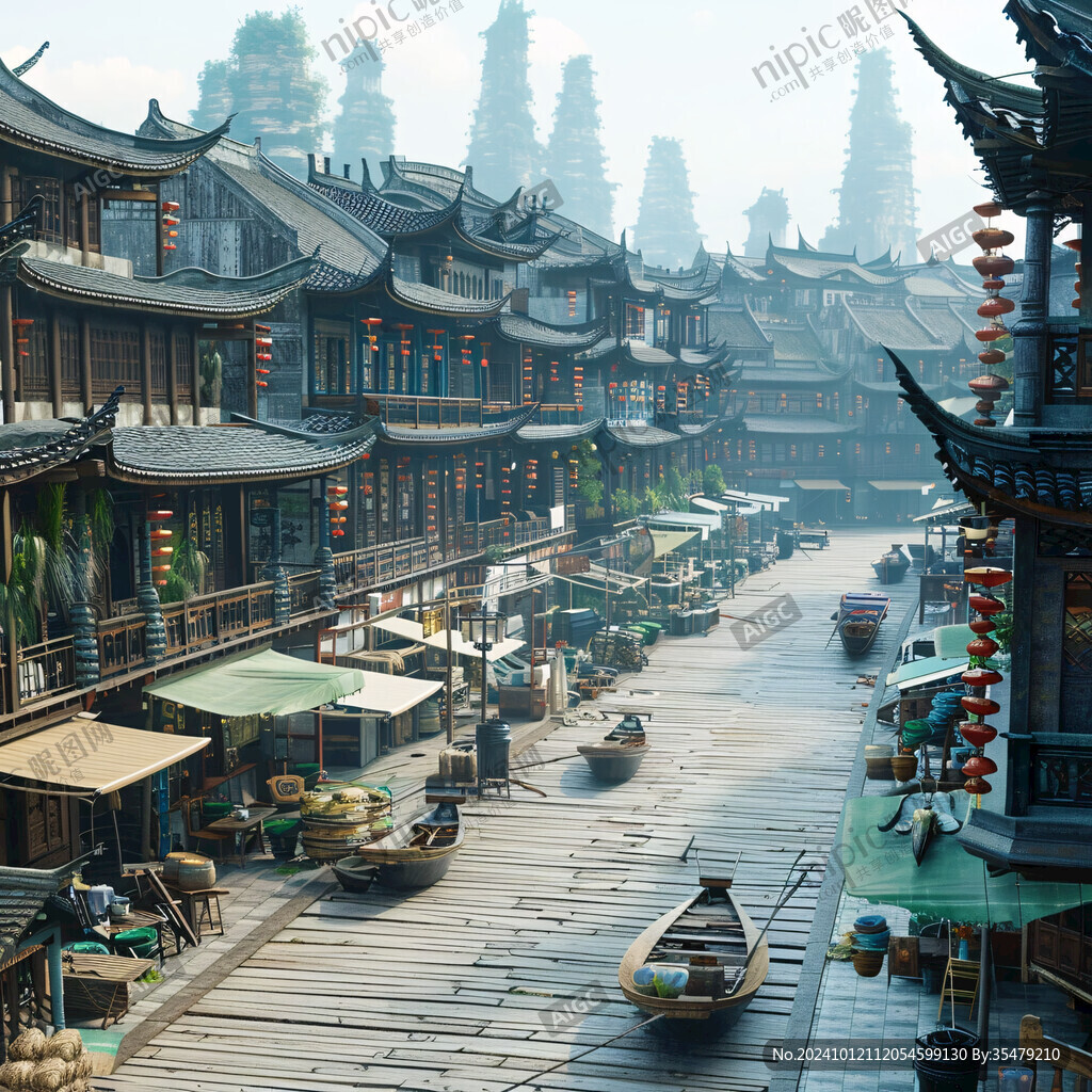 古代江南古代街景