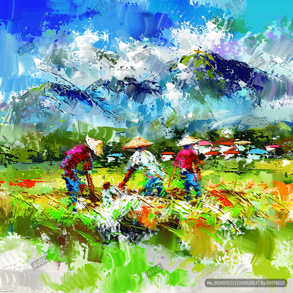 插画藏族水彩水墨山水