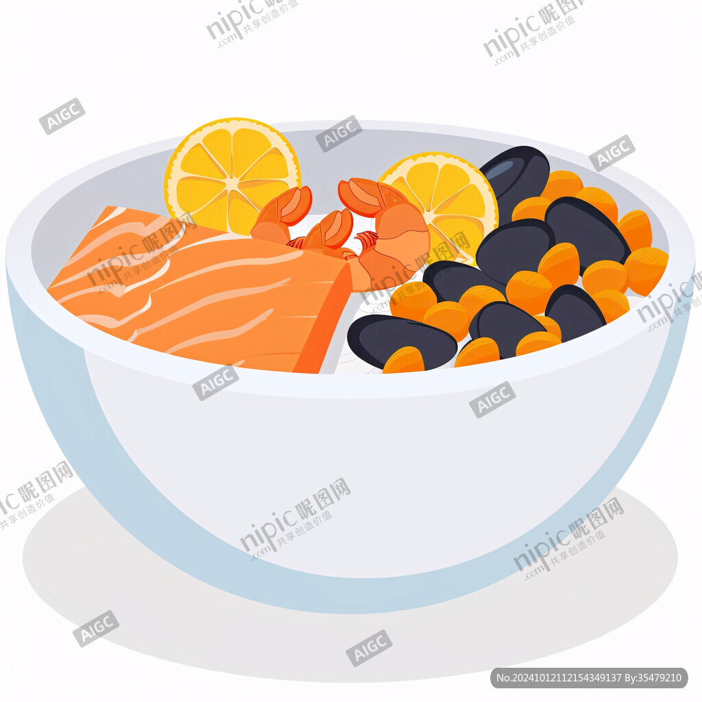 海鲜大盆菜插画