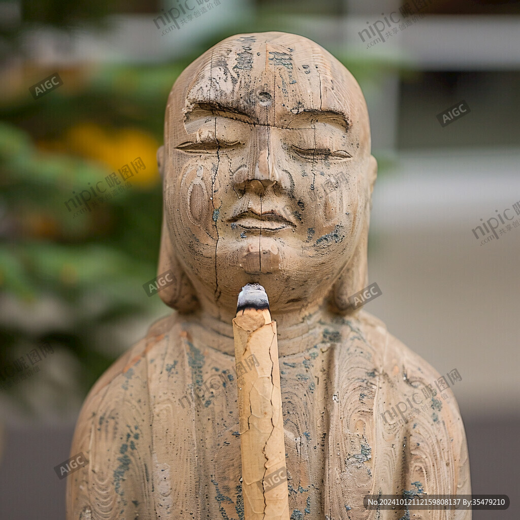 吹笛男孩木雕