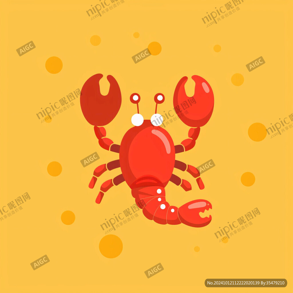 红色螃蟹装饰插画