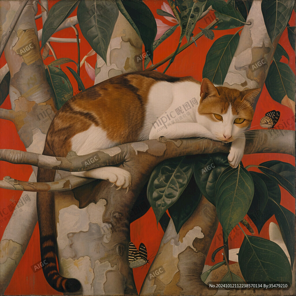 油画大花猫
