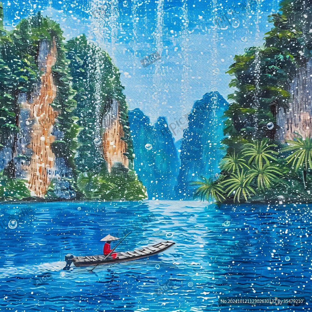 竹筏插画