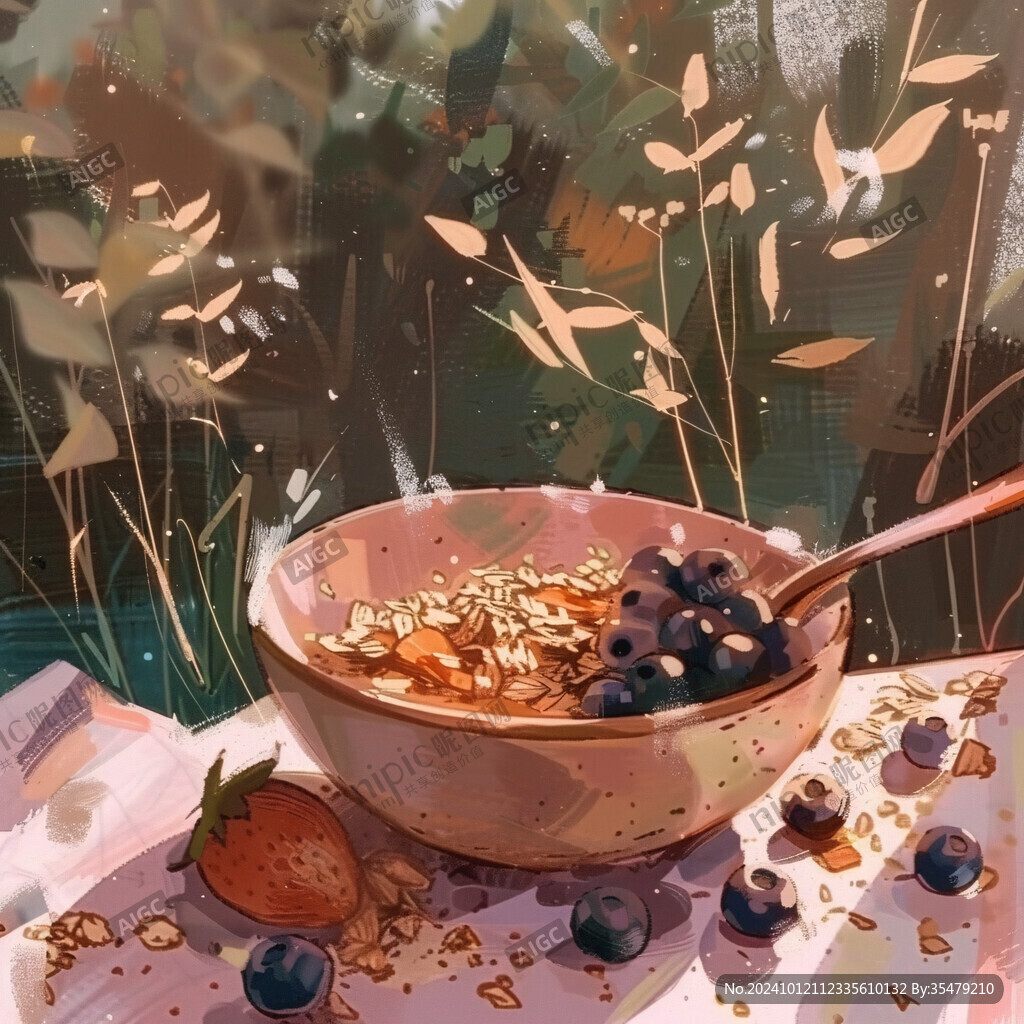 果粒麦片插画