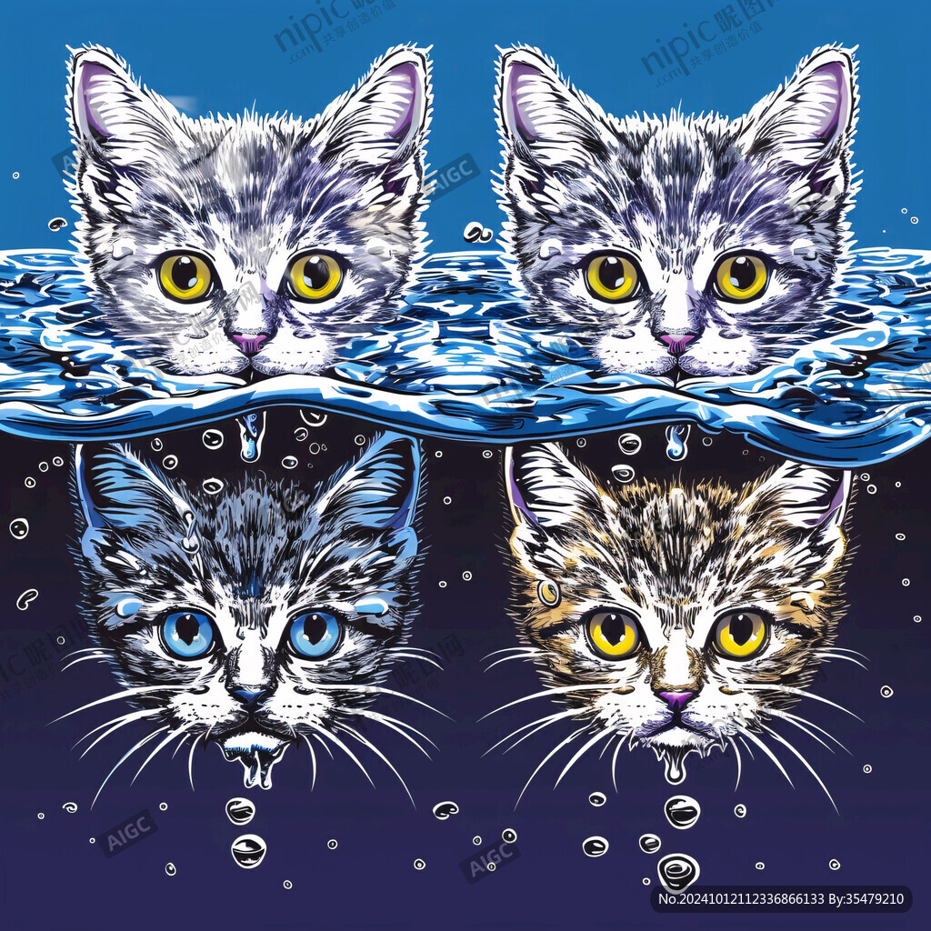 卡通小猫动物海报挂画